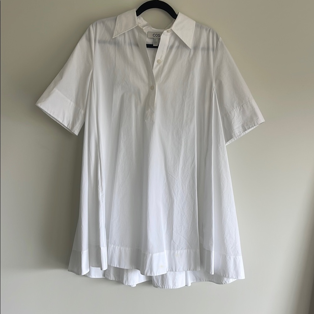 COS White A line Mini shirt dress.